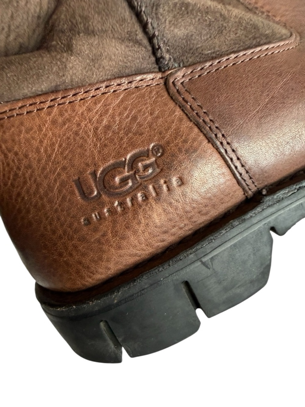 UGG Men's Brown Leather & Suede Insulated Short Boots - Picture 7 of 13